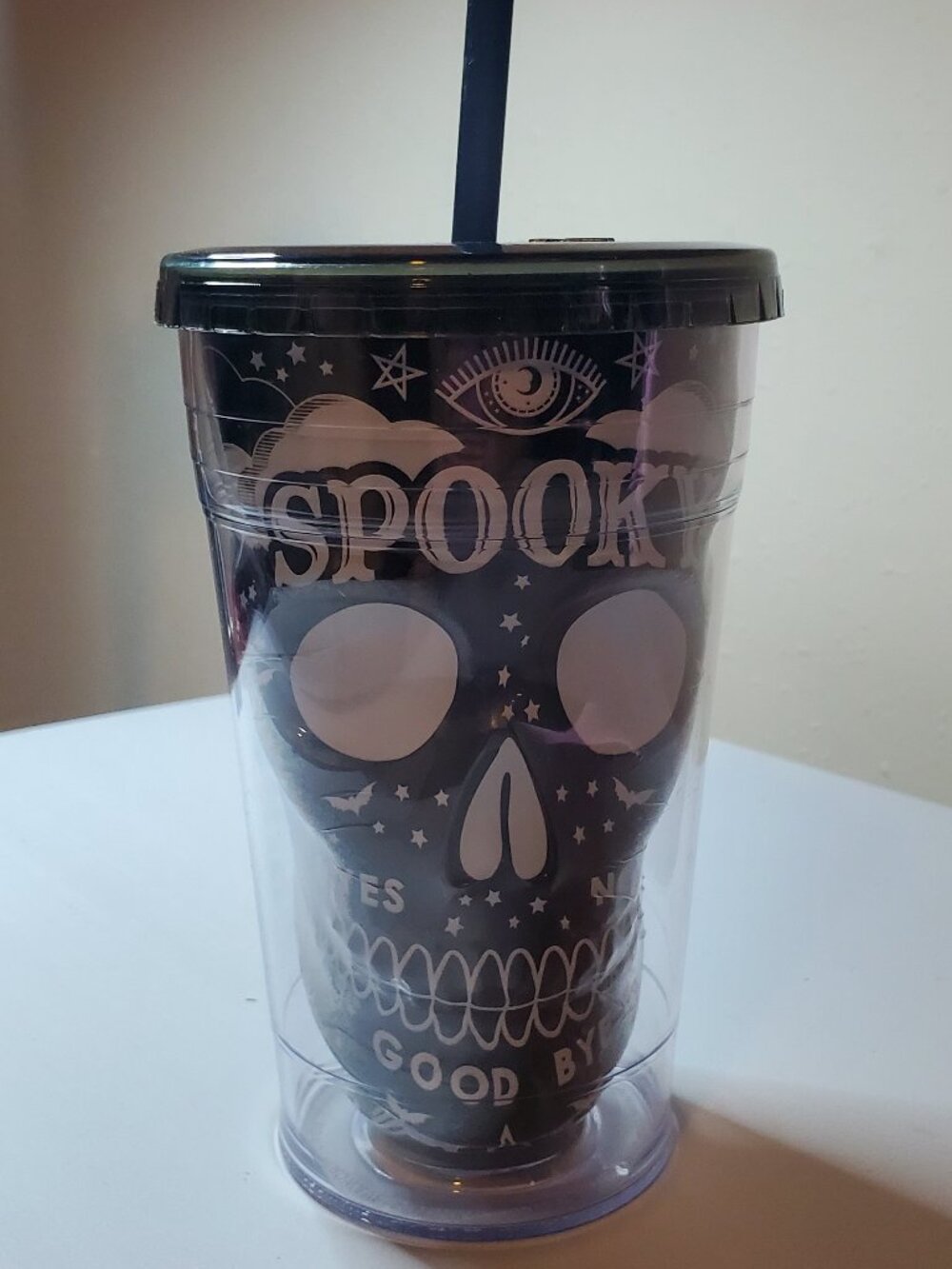 Cool Gear Black and White Celestial Sugar Skull Tumbler
